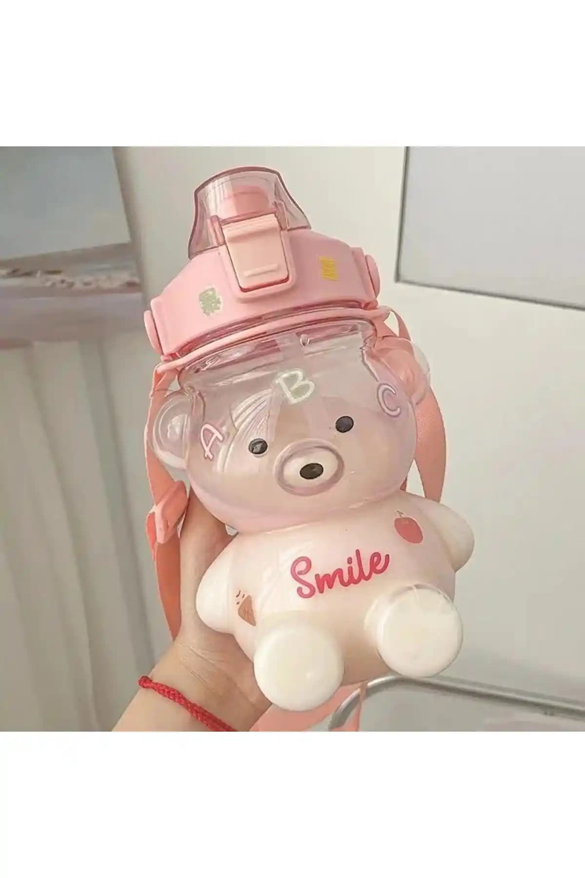 Çocuklar İçin Sağlıklı ve Eğlenceli 1 Litre Ayıcık Tasarımlı Matara