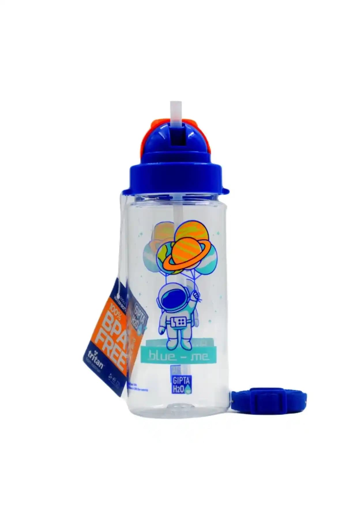 Gıpta Blue Me Pipetli Tritan 500 ml Astranot Desenli Matara: Dayanıklı ve Kullanışlı Su Şişesi