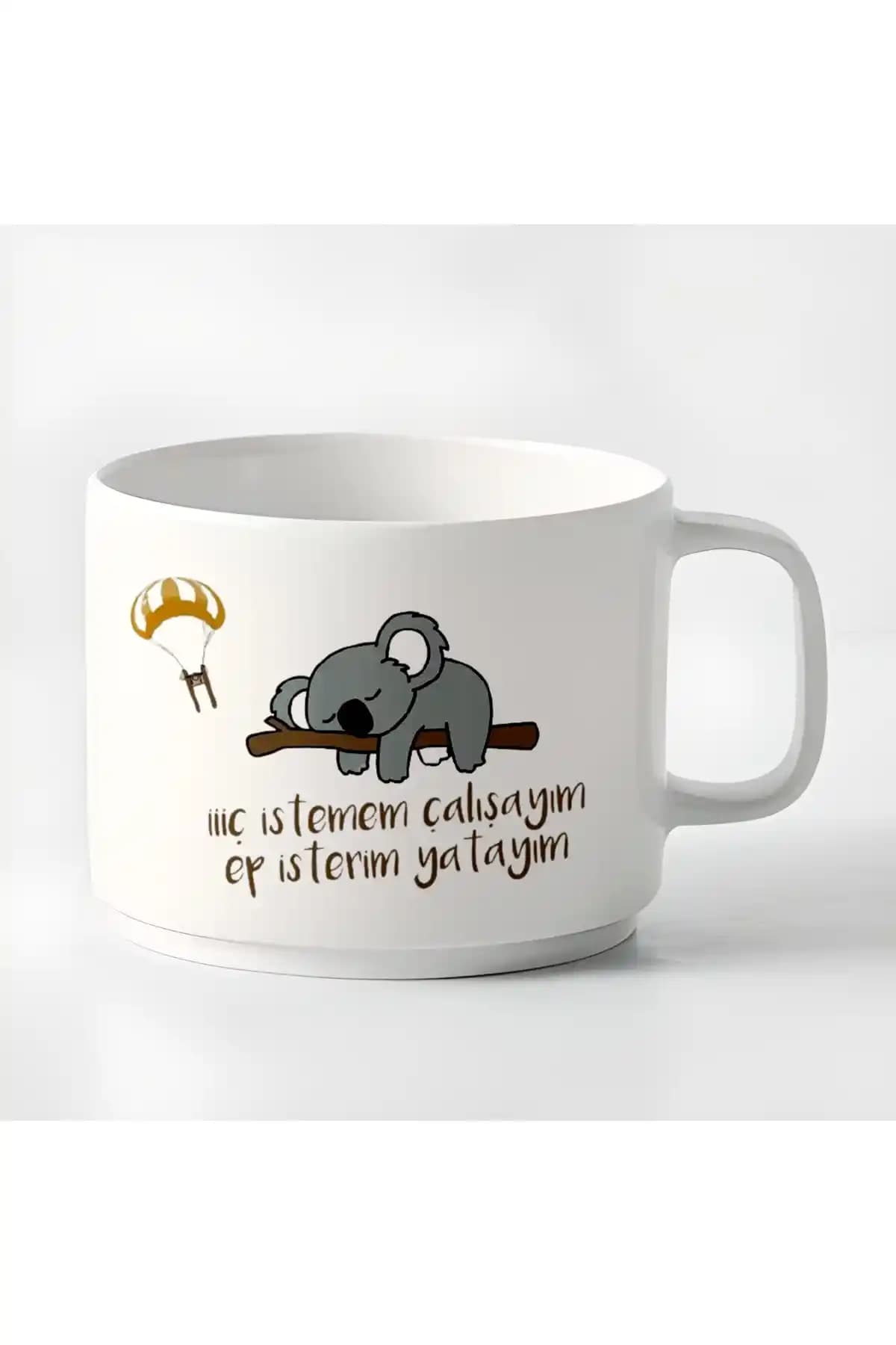 GünayStore Duble Türk Kahvesi Fincanı ve Espresso Koala Motto Kupa: Şık ve Eğlenceli Tasarım