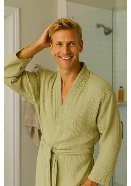 Lucy and Home 4 Kat Müslin Sabahlık: Unisex, %100 Pamuk ve Modern Tasarım