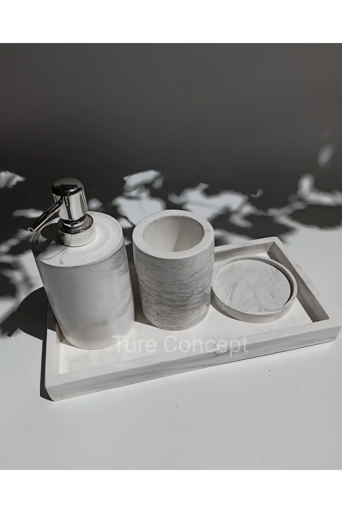 Ture Concept Mermer Görünümlü Beton Banyo Seti: Şık ve Dayanıklı Tasarım