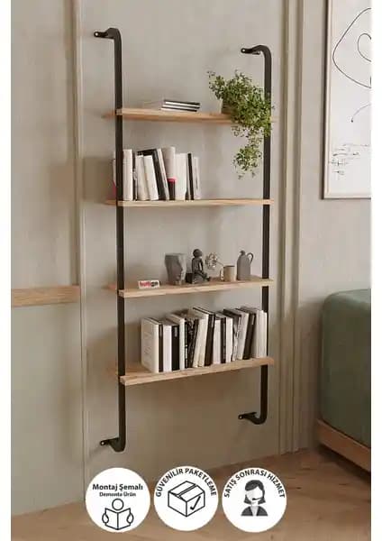 Bofigo 4 Raflı Duvara Monte Kitaplık ve Mudesa Metal Ahşap Duvar Rafı Karşılaştırması