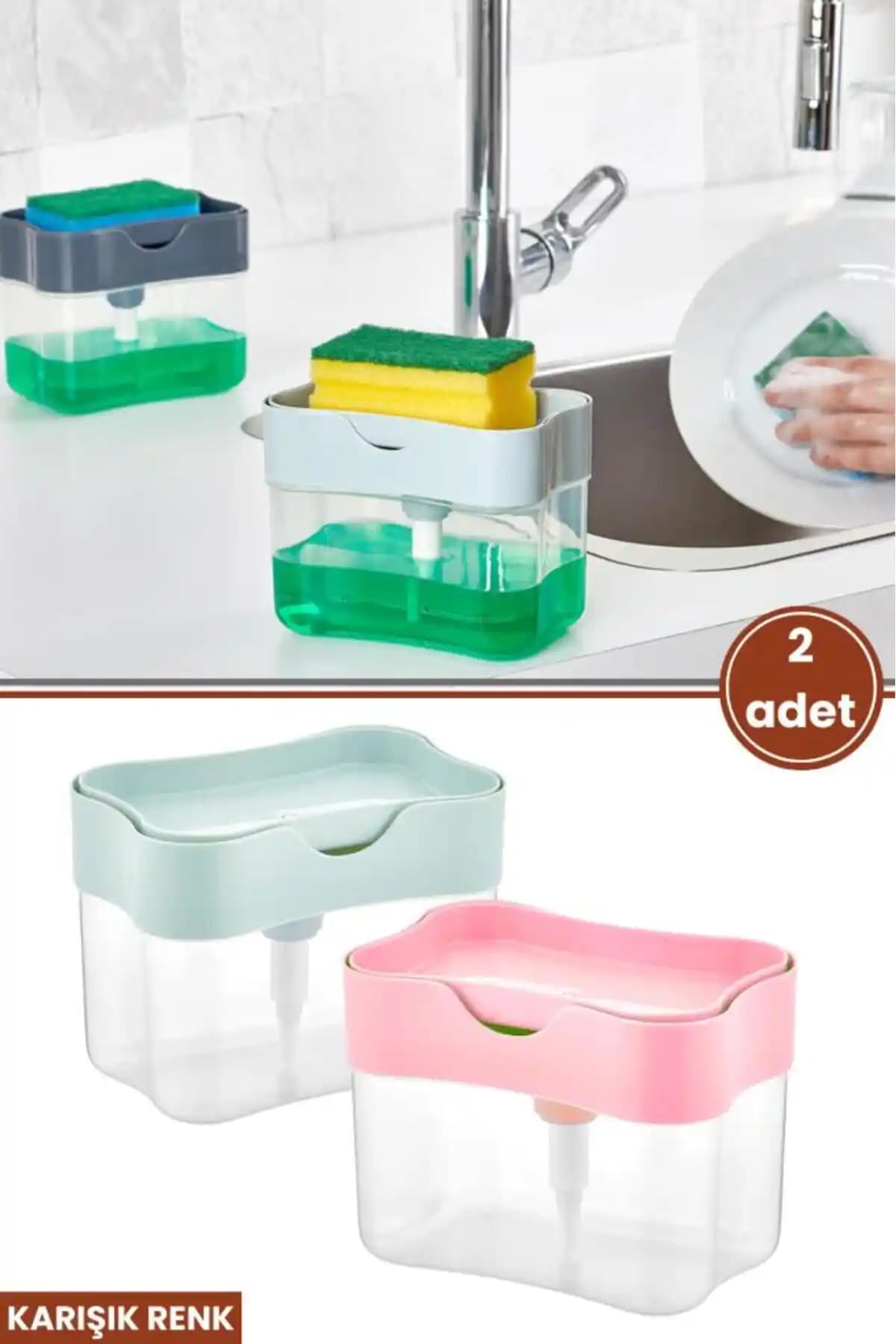 Flora 2 Adet Pompalı Hazneli Mutfak Bulaşık Deterjanlığı Seti Pratik ve Estetik Çözüm