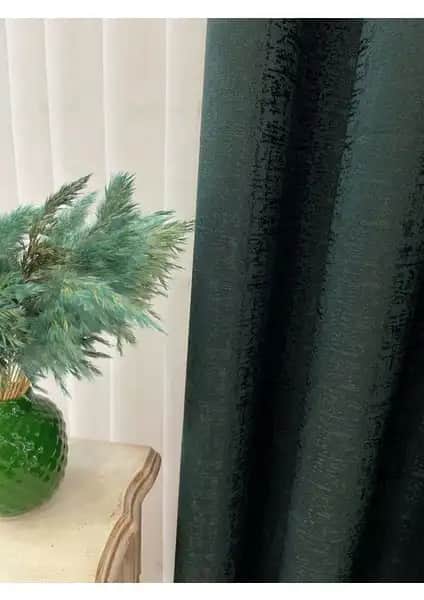 Brillant Koyu Yeşil Kendinden Desenli Jakar Zemin Fon Perde - Modern ve Dayanıklı Tasarım