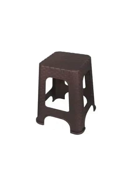 Elif Plastik Rattan Tabure Büyük Boy Kahverengi Modern Oturma Çözümü