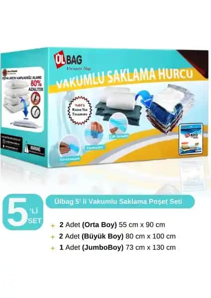 Ülbag Vakumlu Hurç 5'li Set ile Eşyalarınızı Pratik ve Güvenli Şekilde Saklayın