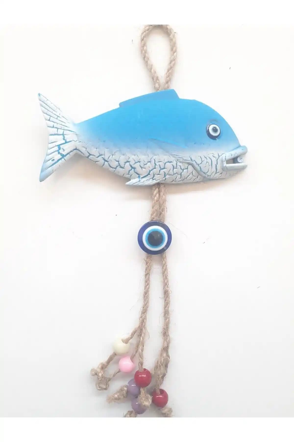 Balık Figürlü Nazar Boncuklu Dış Mekan Duvar Süsü Bahçe ve Balkon Dekorasyonu