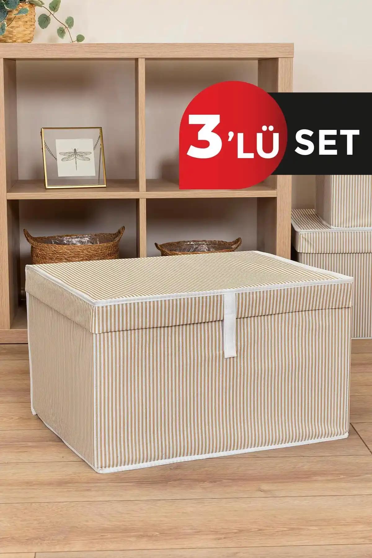 ALAS 3 Adet Kapaklı Çok Amaçlı Maxi Hurç & Kutu Seti ile Evde Düzen Sağlayın