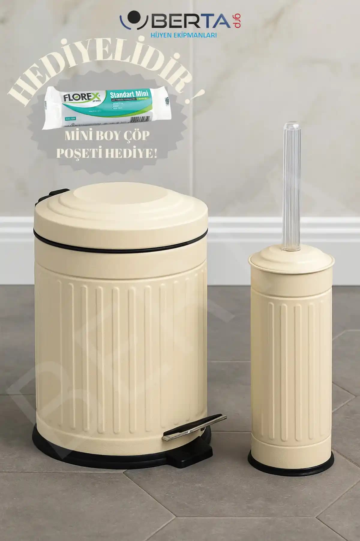 Berta Hijyen Vintage Banyo Seti: Krem Renkli, Dayanıklı ve Fonksiyonel Tasarım