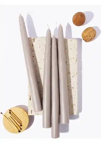 Gizemli Home 4'lü Açık Vizon Şamdan Mum Seti - El Yapımı, Uzun Yanma Süreli Dekoratif Mumlar