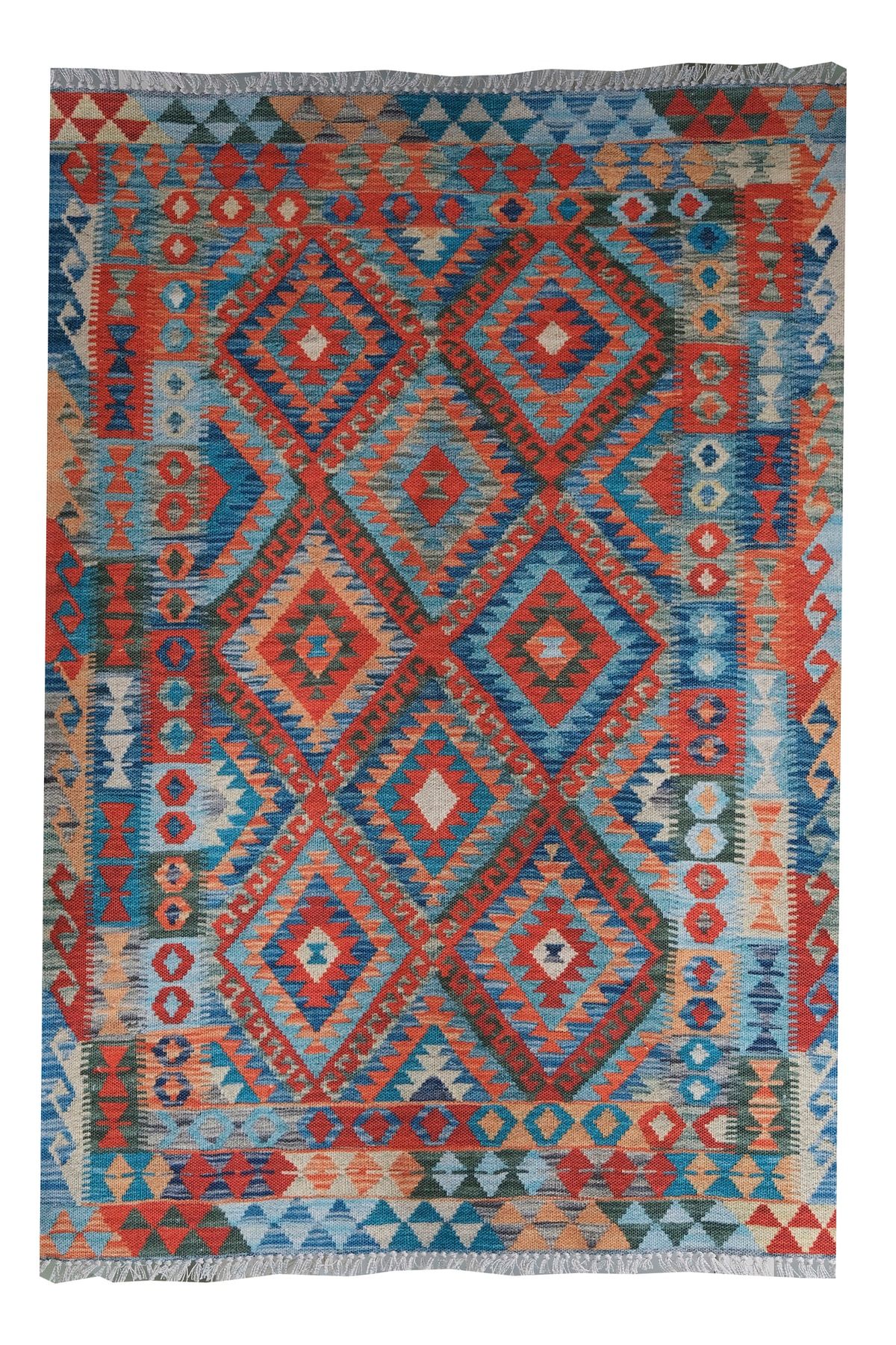 RUGSMODERN Cotton Pamuklu Çok Renkli Otantik Ve Etnik Desenli Kilim 505